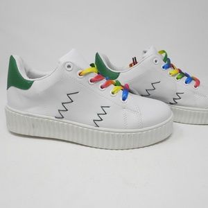 White with colored lace sneakers